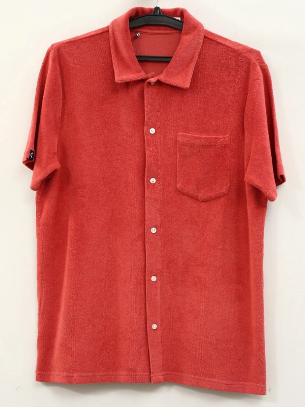 Criquet Terrycloth Buttondown Men's Shirt Collared Short Sleeves Solid S 290576